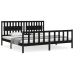 Estructura de cama con cabecero madera maciza negro 200x200 cm