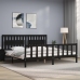 Estructura de cama con cabecero madera maciza negro 200x200 cm