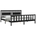 Estructura de cama con cabecero madera maciza negro 200x200 cm