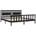 Estructura de cama con cabecero madera maciza negro 200x200 cm