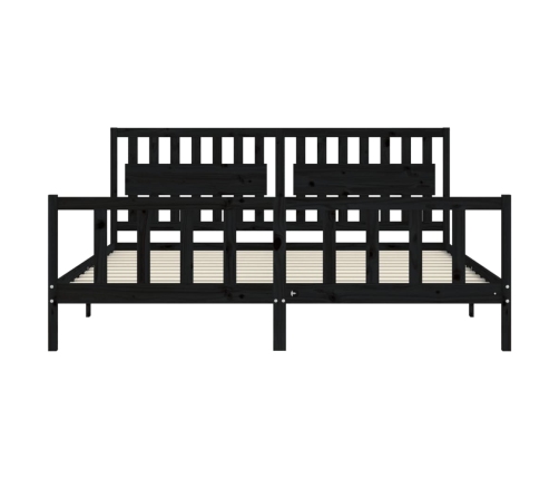 Estructura de cama con cabecero madera maciza negro 200x200 cm