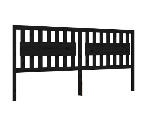 Estructura de cama con cabecero madera maciza negro 200x200 cm