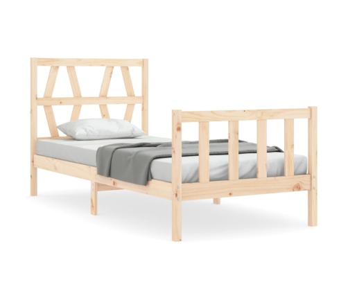 Estructura de cama individual con cabecero madera maciza