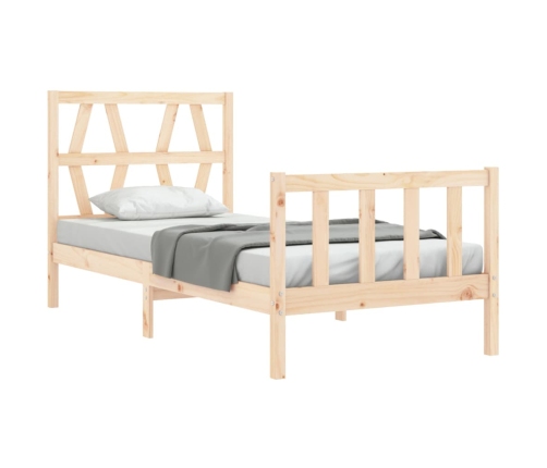 Estructura de cama individual con cabecero madera maciza