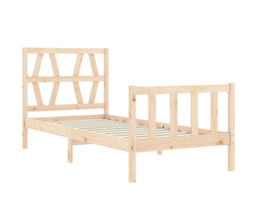 Estructura de cama individual con cabecero madera maciza