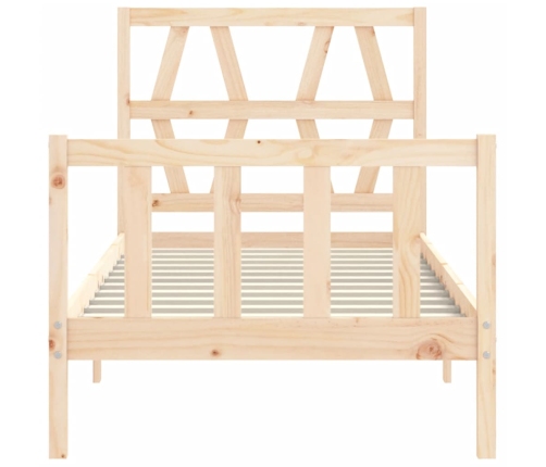 Estructura de cama individual con cabecero madera maciza