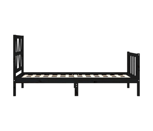 Estructura de cama con cabecero madera maciza negro