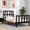 Estructura de cama con cabecero madera maciza negro