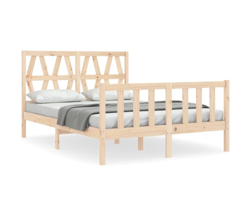 Estructura de cama de matrimonio con cabecero madera maciza