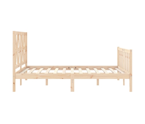 Estructura de cama de matrimonio con cabecero madera maciza