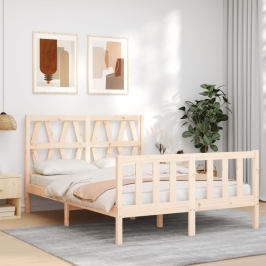 Estructura de cama sin colchón madera maciza de pino 140x190 cm