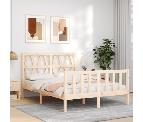 Estructura de cama sin colchón madera maciza de pino 140x190 cm