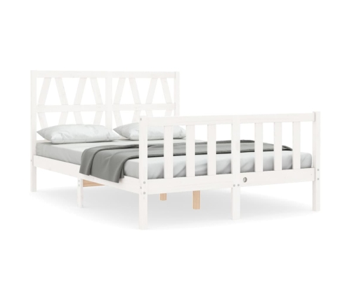 vidaXL Estructura de cama con cabecero madera maciza blanco 140x190 cm