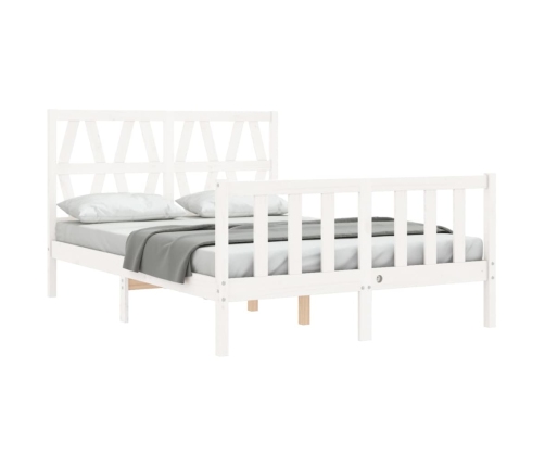 vidaXL Estructura de cama con cabecero madera maciza blanco 140x190 cm