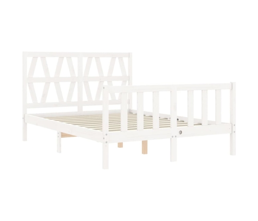 vidaXL Estructura de cama con cabecero madera maciza blanco 140x190 cm