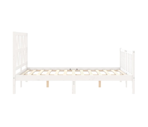 vidaXL Estructura de cama con cabecero madera maciza blanco 140x190 cm