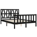 Estructura de cama con cabecero madera maciza negro 140x190 cm