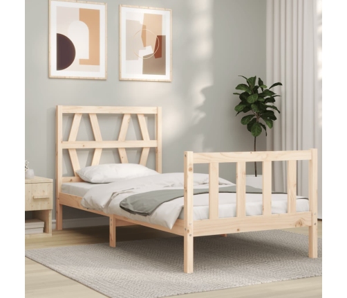 Estructura de cama sin colchón madera maciza de pino 90x200 cm