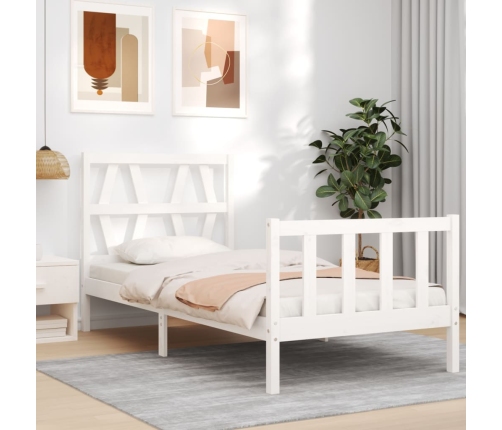 Estructura de cama sin colchón madera de pino blanca 90x200 cm