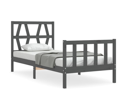 Estructura de cama con cabecero madera maciza negro 90x200 cm