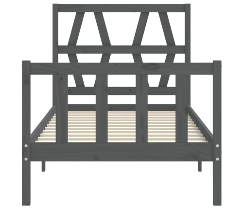 Estructura de cama con cabecero madera maciza negro 90x200 cm