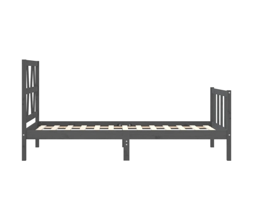 Estructura de cama con cabecero madera maciza negro 90x200 cm