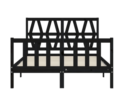 Estructura de cama con cabecero madera maciza negro 140x200 cm