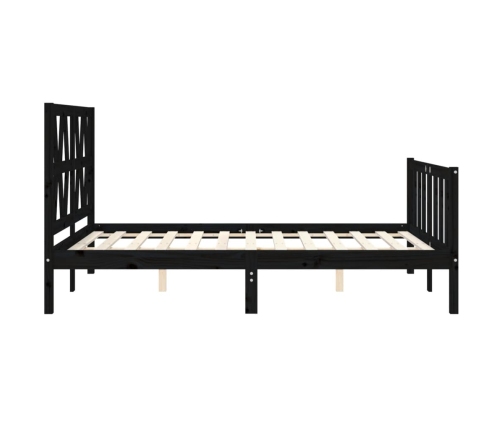 Estructura de cama con cabecero madera maciza negro 140x200 cm