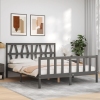 Estructura de cama matrimonio con cabecero madera maciza gris