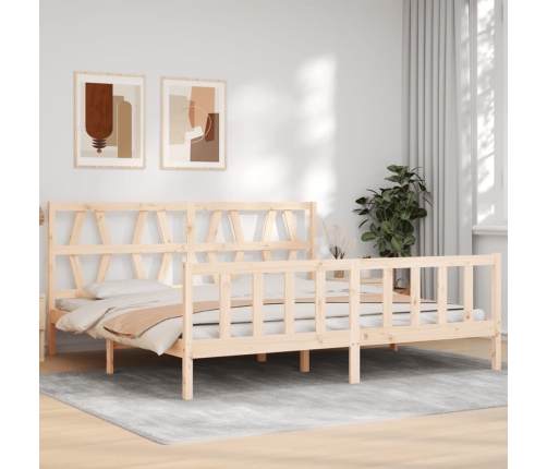 Estructura de cama sin colchón madera maciza de pino 200x200 cm