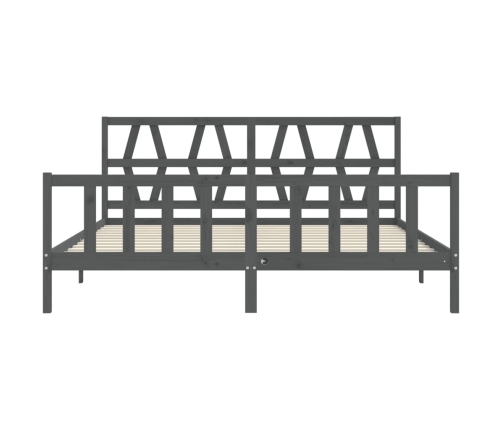 Estructura de cama con cabecero madera maciza gris 200x200 cm