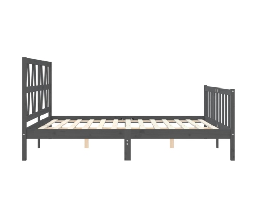 Estructura de cama con cabecero madera maciza gris 200x200 cm