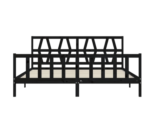 Estructura de cama con cabecero madera maciza negro 200x200 cm