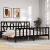 Estructura de cama con cabecero madera maciza negro 200x200 cm