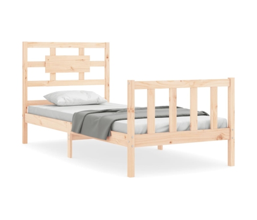 Estructura de cama individual con cabecero madera maciza