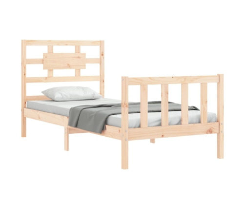 Estructura de cama individual con cabecero madera maciza