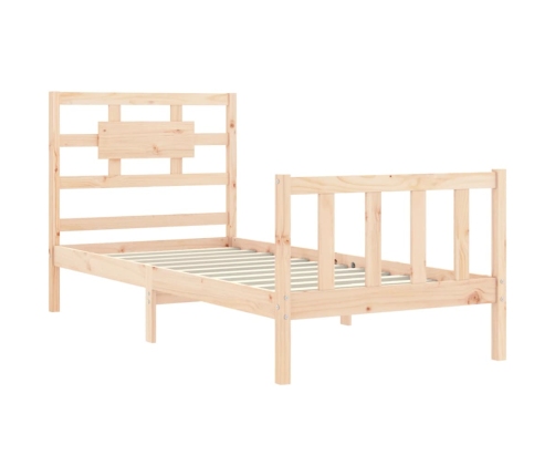 Estructura de cama individual con cabecero madera maciza