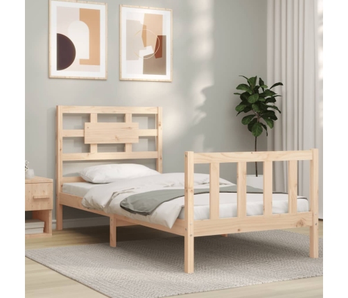 Estructura de cama individual con cabecero madera maciza