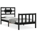 Estructura de cama individual con cabecero madera maciza negro