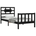 Estructura de cama individual con cabecero madera maciza negro