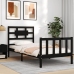 Estructura de cama individual con cabecero madera maciza negro