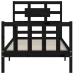Estructura de cama individual con cabecero madera maciza negro