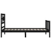Estructura de cama individual con cabecero madera maciza negro