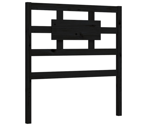 Estructura de cama individual con cabecero madera maciza negro