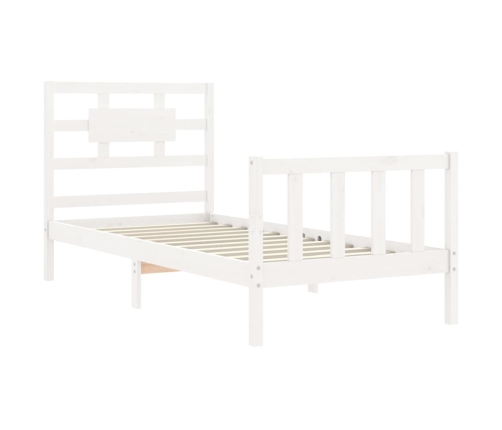 Estructura de cama con cabecero madera maciza blanco