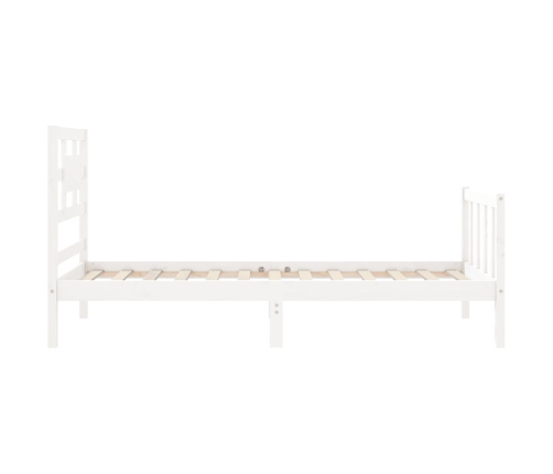 Estructura de cama con cabecero madera maciza blanco