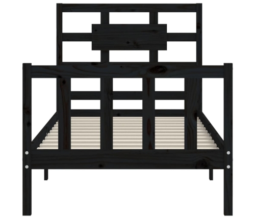 Estructura de cama con cabecero madera maciza negro