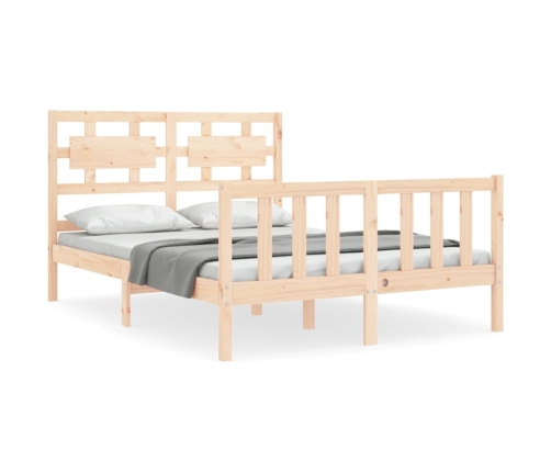 Estructura de cama de matrimonio con cabecero madera maciza