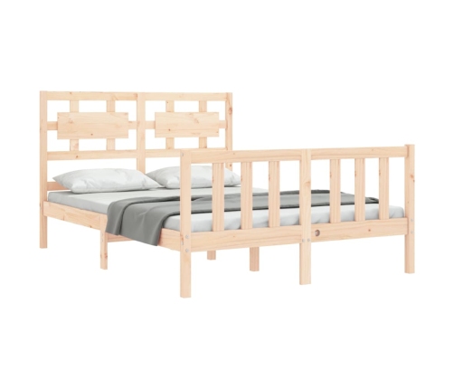 Estructura de cama de matrimonio con cabecero madera maciza