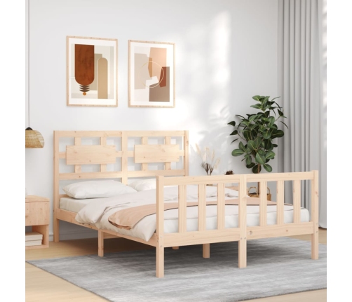 Estructura de cama sin colchón madera maciza de pino 140x190 cm